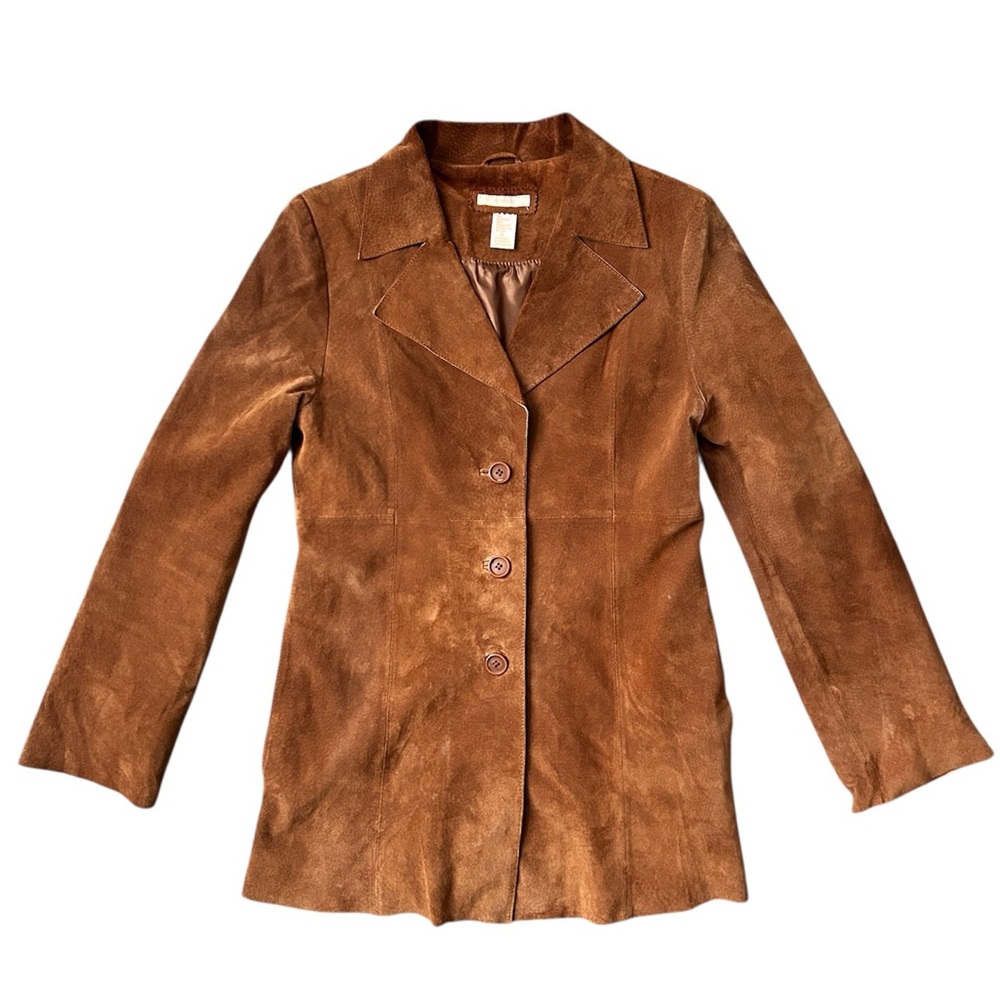 Vintage Forever 21 Y2K Brown Suede Leather Women’s Blazer size Medium - Picture 4 of 9